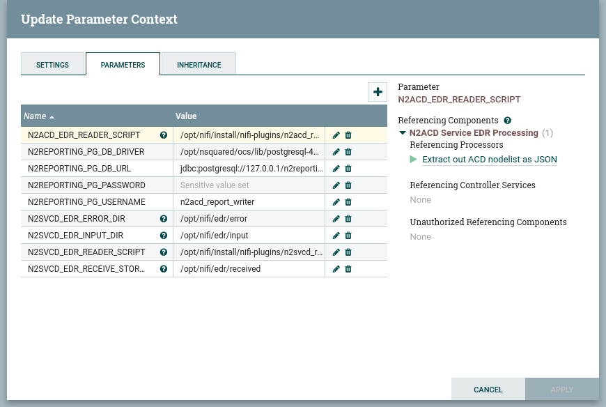 NiFi Parameter Context Parameters