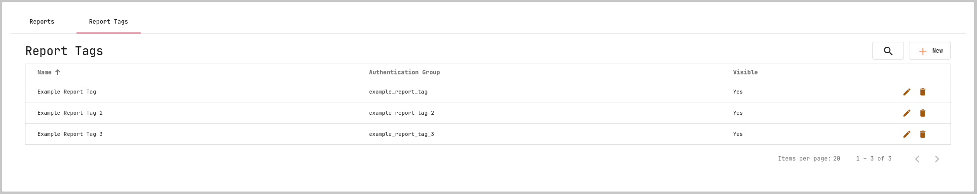 report tag list within the admin gui