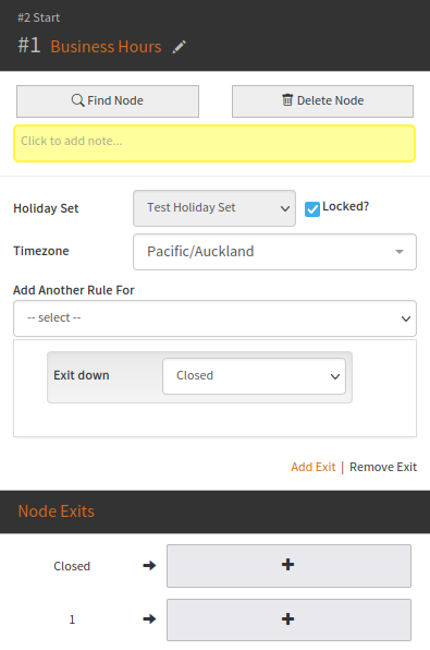 the business hours node - rule 1