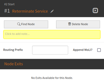 the Reterminate Service node