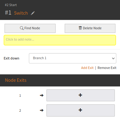 the switch node with branch 2 enabled