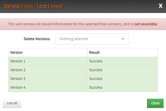 customer delete flows messages