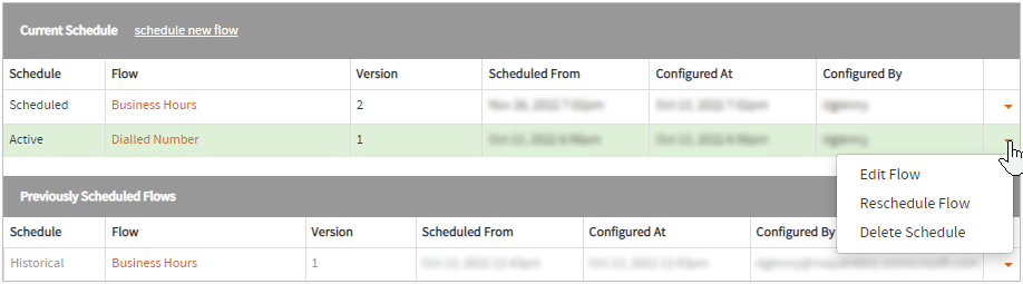 service number active flow options