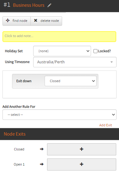 the business hours node - rule 1