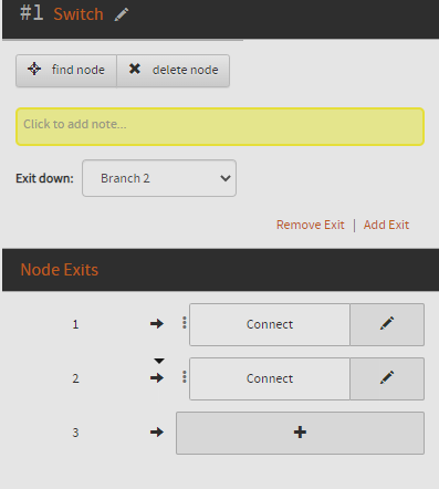 the switch node with branch 2 enabled