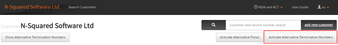 alternative termination number activation