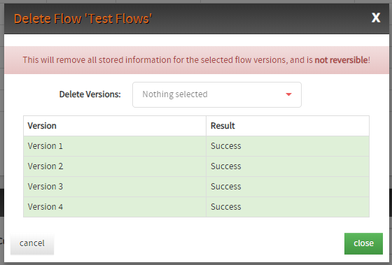 customer delete control flows messages