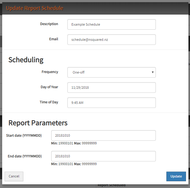 report schedule example